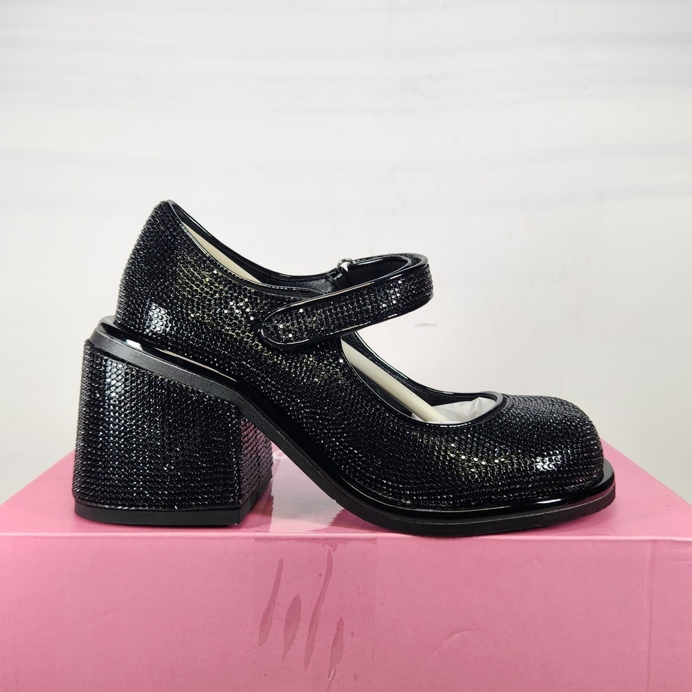 Size 5 - Dolls Kill Sugar Thrillz Desire Me Rhinestone Mary Jane - Black